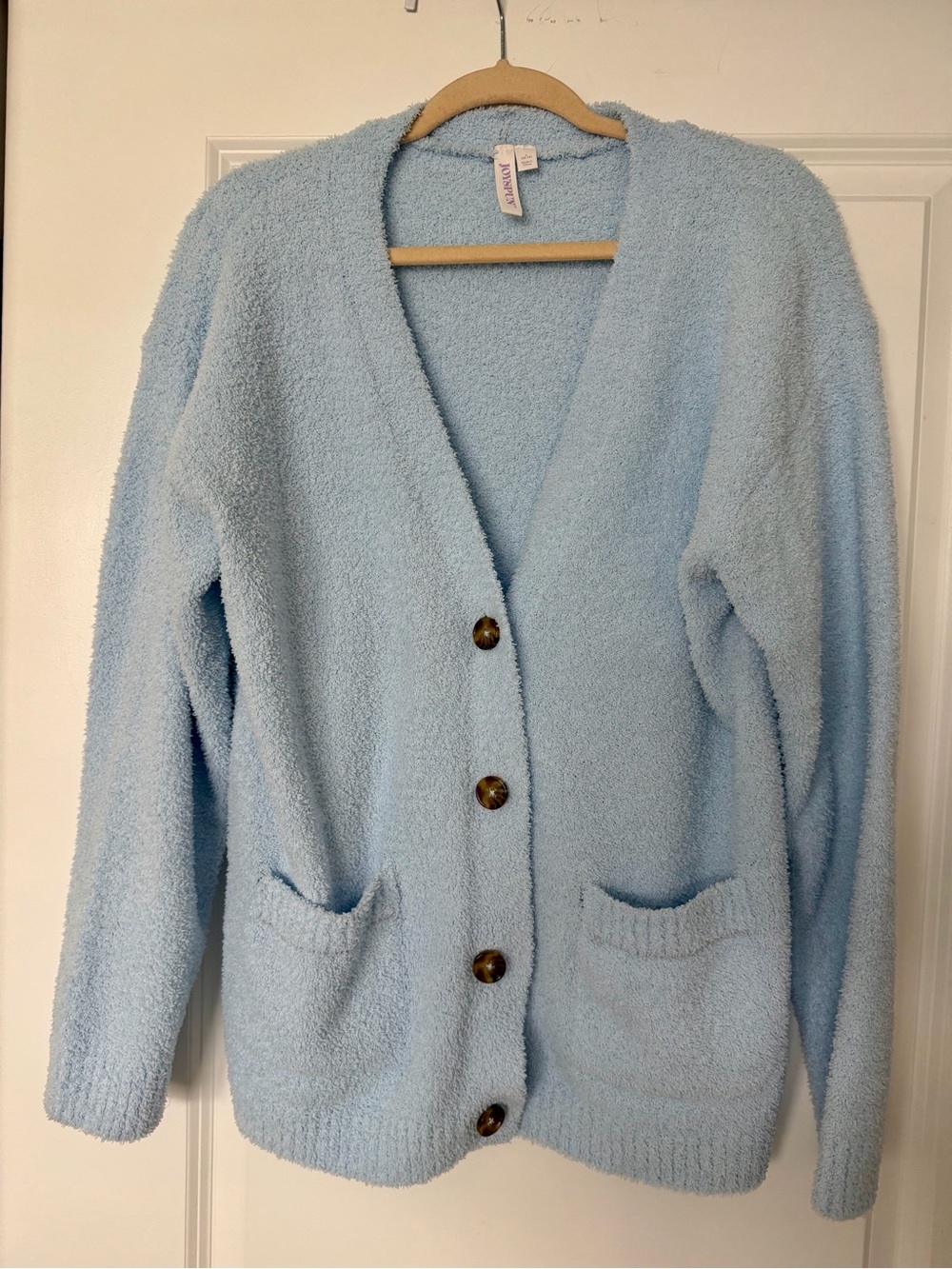 JoyLab Pale Blue Plush Button Cardigan